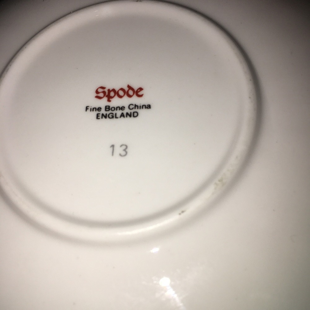 Spode Miniature Cup and Saucer, Fruit Scallop Design with Green Border - Picture 8 of 10